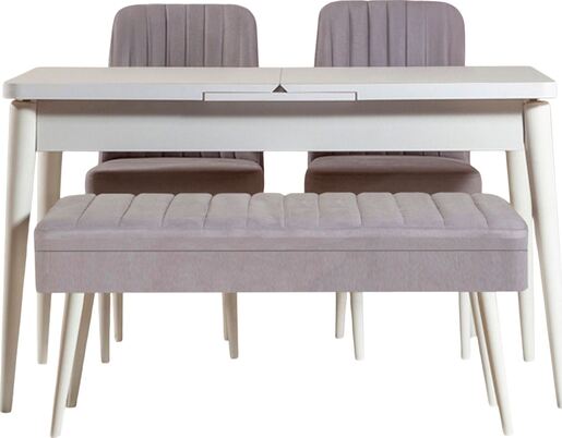 Set stola i stolica (4 komada), Vina 0701 - 3 - White, Grey