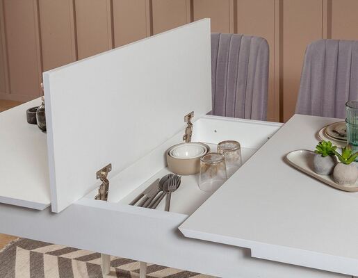 Set stola i stolica (4 komada), Vina 0701 - 3 - White, Grey