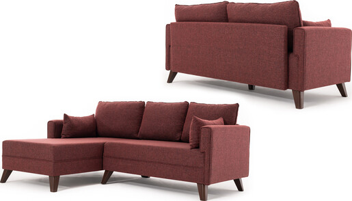 Kutna garnitura na razvlačenje, Bordo crvena, Bella Corner Sofa Left 2 - Claret Red