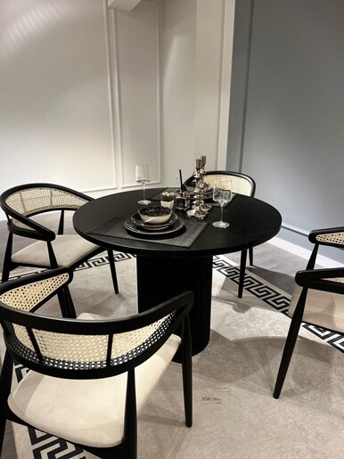 Blagovaonski stol i stolice (5 komada) MOON , crna boja, bijela boja