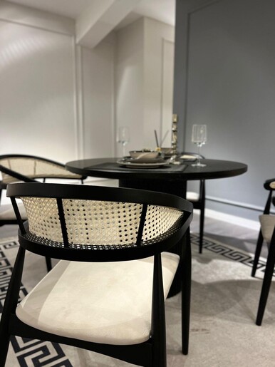 Blagovaonski stol i stolice (5 komada) MOON , crna boja, bijela boja