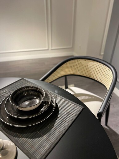 Blagovaonski stol i stolice (5 komada) MOON , crna boja, bijela boja