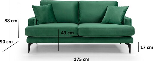 Dvosjed PAPIRA zelena, Papira 2 Seater