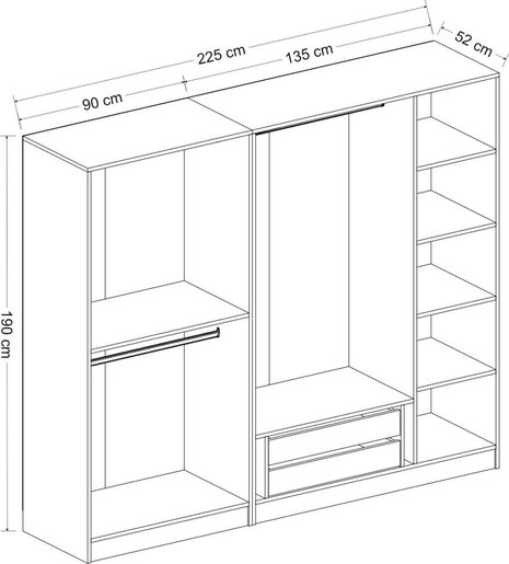 Garderoba, Kale 5 Bolme 2 Cekmece 210 - White