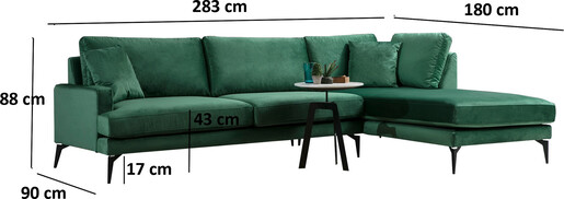 Kutna garnitura PAPIRA, desni kut, Papira Corner (L3+CHL)