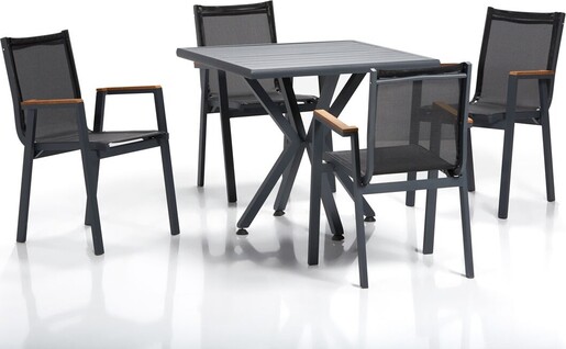 Set vrtnih stolova i stolica (5 komada), siva crna boja, Samara Bahçe Masa Takımı - 1