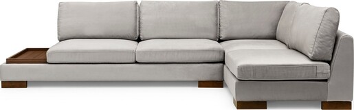 Kutna garnitura TULIP, desna, svjetlo sivo, Tulip Corner Right With Pouf - Light Grey