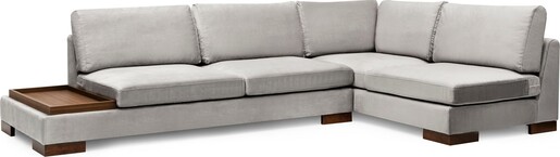 Kutna garnitura TULIP, desna, svjetlo sivo, Tulip Corner Right With Pouf - Light Grey