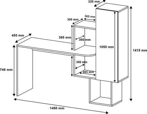 Radni stol ACELYA, Açelya - Walnut, White