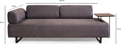 Trosjed na razvlačenje INFINITY antracit, Infinity with Side Table - Anthracite