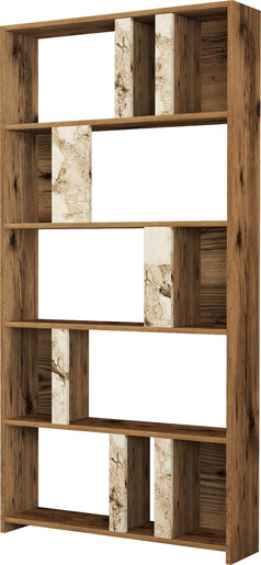 Polica za knjige, Lima - Walnut, White Marble