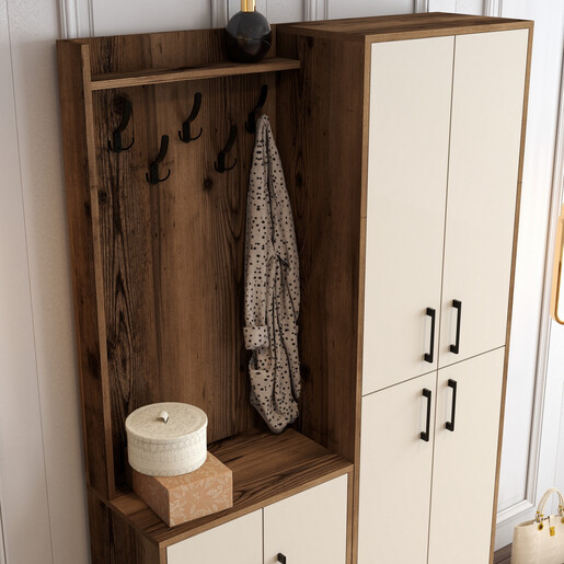 Ormar za predsoblje, Berlin BA - Walnut, Cream