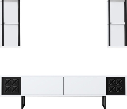 Komoda za TV, Black Line - White, Black