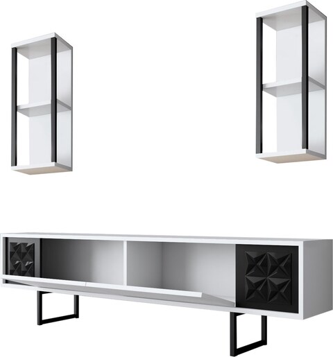 Komoda za TV, Black Line - White, Black