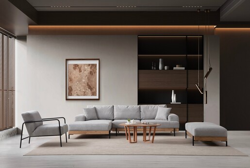 Kutna garnitura Eti Oak lijevi - sivi