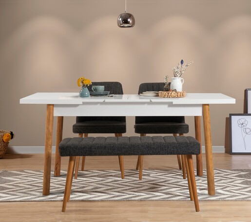 Set stolova i stolica (4 komada), Atlantski bor Bijela boja Antracit, Santiago 1053 - 3 AB