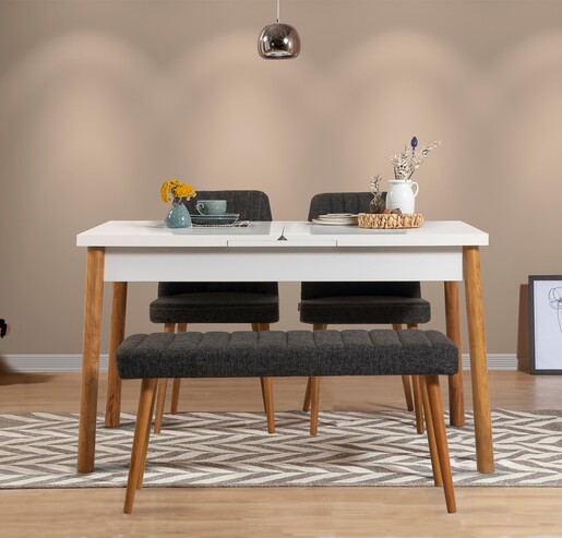 Set stolova i stolica (4 komada), Atlantski bor Bijela boja Antracit, Santiago 1053 - 3 AB