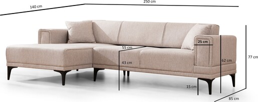 Kutna garnitura na razvlačenje Horizon lijevi - svjetlo smeđa