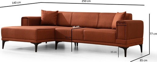 Kutna garnitura na razvlačenje Horizon lijevi - svjetlo smeđa