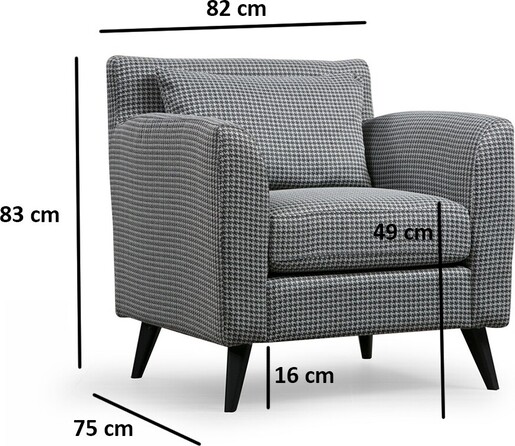 Fotelja, Crno Bijela, Nordic Armchair - Patterned