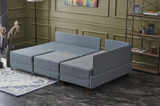 Kutna garnitura na razvlačenje, Plava, Fly Right - Blue