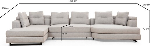 Kutna garnitura Padova Corner-2-lijevi - svjetlo sivi