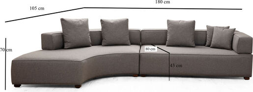 Kutna garnitura, LENA, desna, siva, Gondol-1 (CHL-3R) - Grey