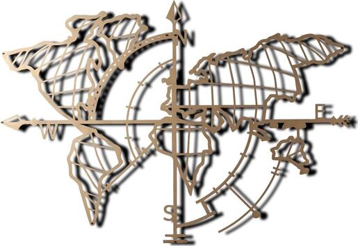 Metalna zidna dekoracija, World Map Large - 3