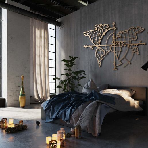 Metalna zidna dekoracija, World Map Large - 3