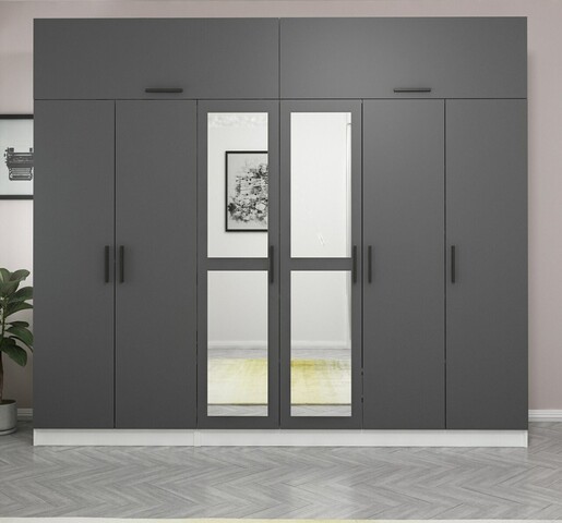 Ormar za odjeću KALE - 5159, antracit, bijela boja