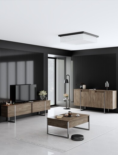 Set namještaja za dnevni boravak LUXE, boja oraha, srebrna boja