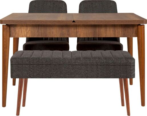 Set stola i stolica (4 komada), Vina 1053 - 3 - Anthracite, Walnut