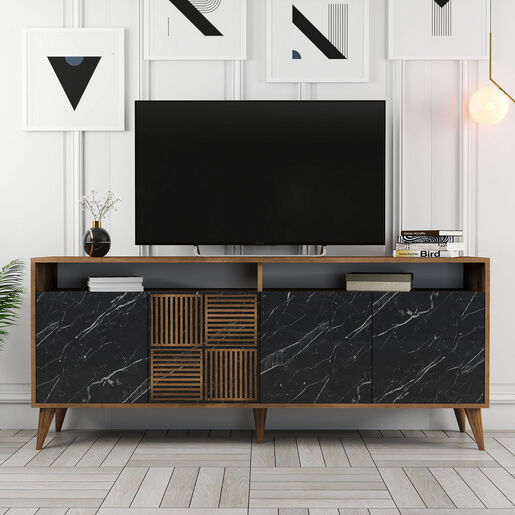 Komoda, Milan - Walnut, Black Marble