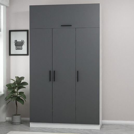 Garderoba, Minar 3 Kapak 2 Çekmece 255 - White, Anthracite