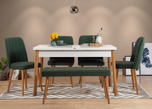 Set stolova i stolica (6 komada), Atlantski bor Bijela boja zelena, Santiago 1070 - 2 AB