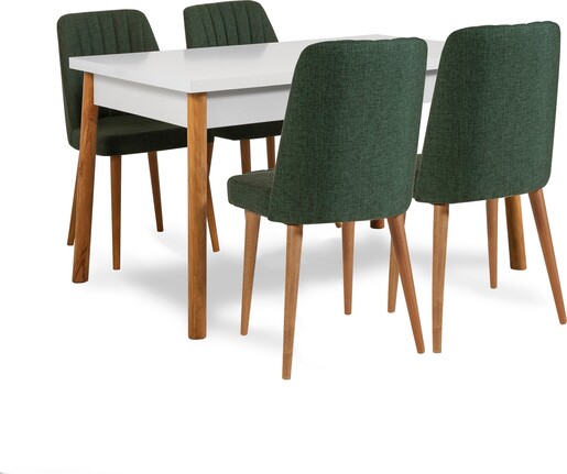 Set stolova i stolica (6 komada), Atlantski bor Bijela boja zelena, Santiago 1070 - 2 AB