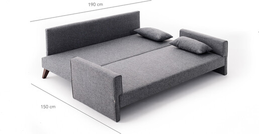 Trosjed na razvlačenje BELLA sivi, Bella Sofa Bed - Grey