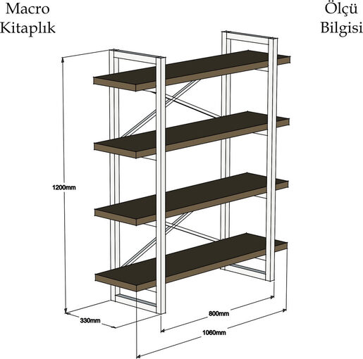 Polica za knjige, Makro - Walnut