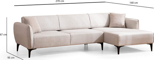 Kutna garnitura, Bijela, Belissimo Right - Off White