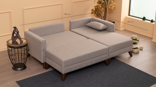 Kutna garnitura BELLA CORNER 2 desna, krem, Bella Corner Sofa Right 2 - Cream