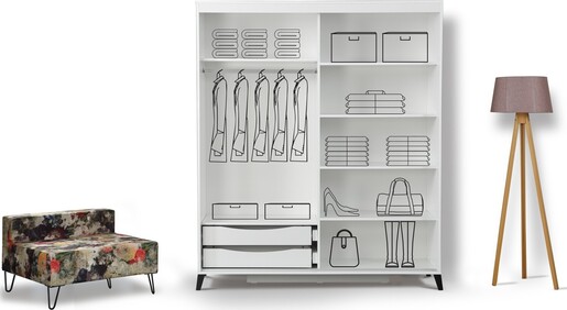 Garderoba, Pasific Home Fuga - 180 Parlak Beyaz Dolap