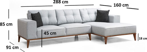 Kutna garnitura na razvlačenje, Svijetlo siva, Montana Corner Right (L3+Chl)