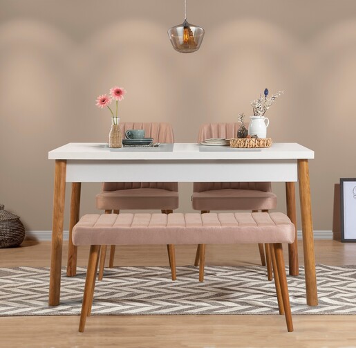 Set stolova i stolica (4 komada), Atlantski bor Bijela boja Kamen, Costa 0900 - 3 AB