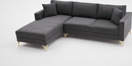 Kutna garnitura, Antracit Zlato, Berlin Left - Anthracite, Gold