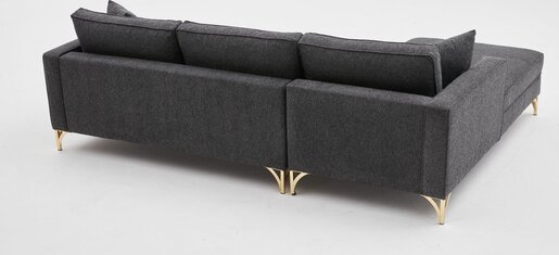 Kutna garnitura, Antracit Zlato, Berlin Left - Anthracite, Gold