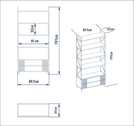 Polica za knjige, Frida 90 Cm - White