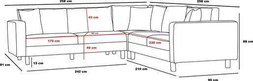 Kutna garnitura, Krem Crno, Berlin - Cream, Black