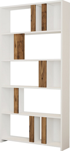 Polica za knjige, Lima - White, Walnut