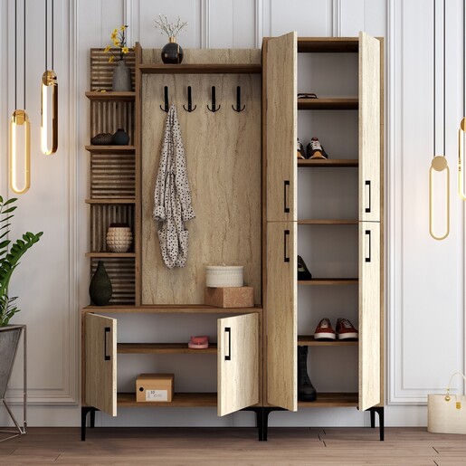 Stalak za hodnik VIYANA DA, boja oraha, boja Travertine