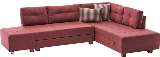 Kutna garnitura na razvlačenje, Bordo crvena, Manama Corner Sofa Bed Right - Claret Red